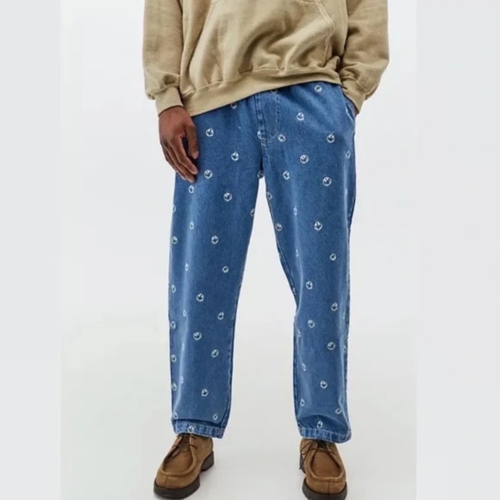 UO Smile Embroidered Denim Beach Pants Sz. XL-28.5” inseam